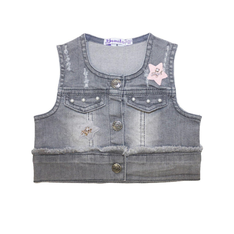 картинка ЧЗ Жилет для девочки 2-5 лет 75% хлопок, 23% пэ, 2% лайкра BONITO KIDS/OP767(ЧЗ)/уп.4шт./меш.408шт. от BonitoKids
