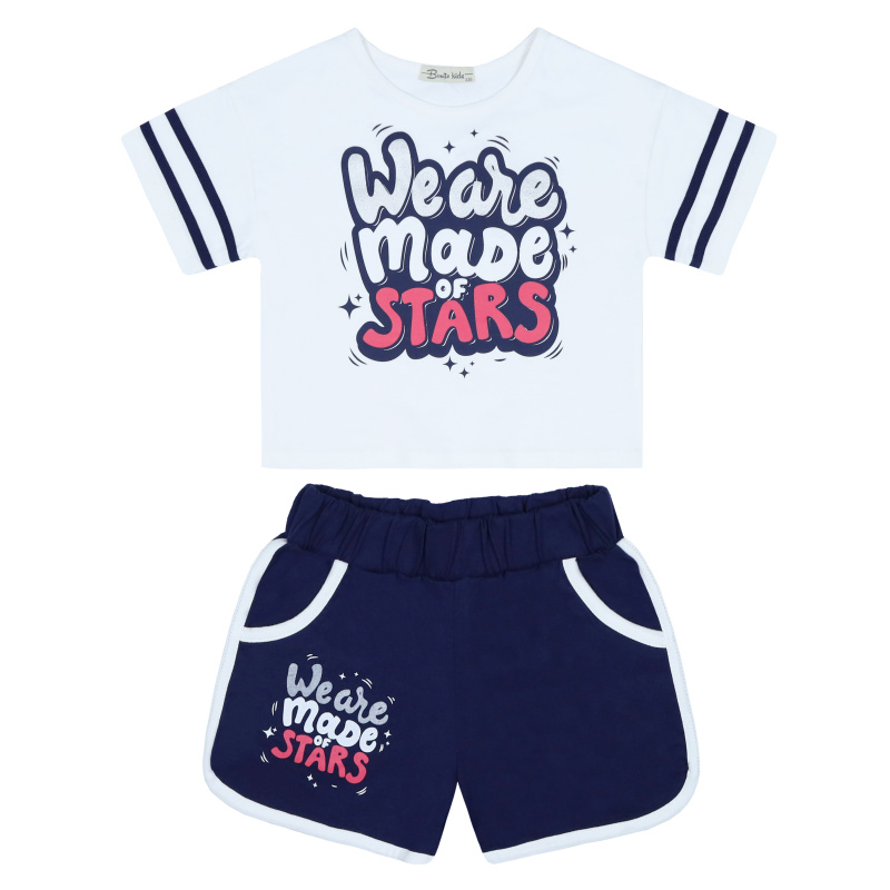 картинка БГ_ЧЗ Комплект для девочки (футболка и шорты) 5-8 лет 100% хлопок BONITO KIDS/BK5042KP(ЧЗ)/уп.4шт./меш.400шт. от BonitoKids