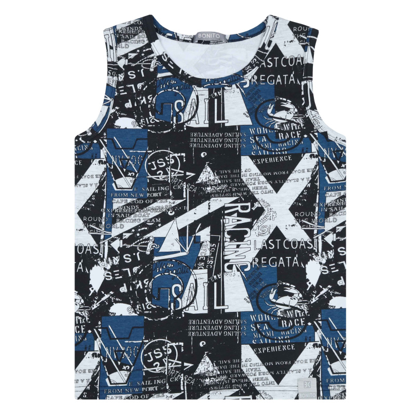 картинка ЧЗ Майка для мальчика 8-12 лет 92% хлопок, 8% лайкра BONITO KIDS/BK1621M(ЧЗ)/уп.5шт./меш.500шт. от BonitoKids