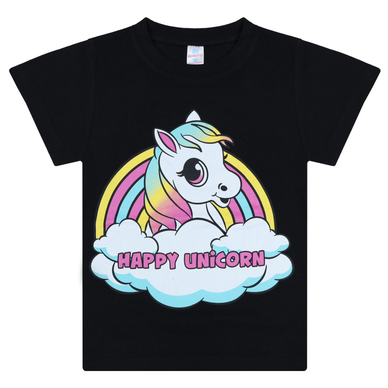 картинка БГ_ЧЗ Футболка для девочки, 4-8 лет, 100% хлопок, BONITO KIDS/BK0002D(03-24)(ЧЗ)/уп.5шт./меш.700шт. от BonitoKids