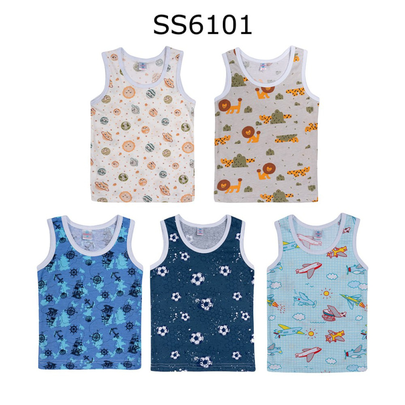 картинка БГ_ЧЗ Майка для мальчика 2-6 лет 100% хлопок BONITO KIDS/SS6101(2025)(ЧЗ)/уп.5шт./меш.1800шт. от BonitoKids