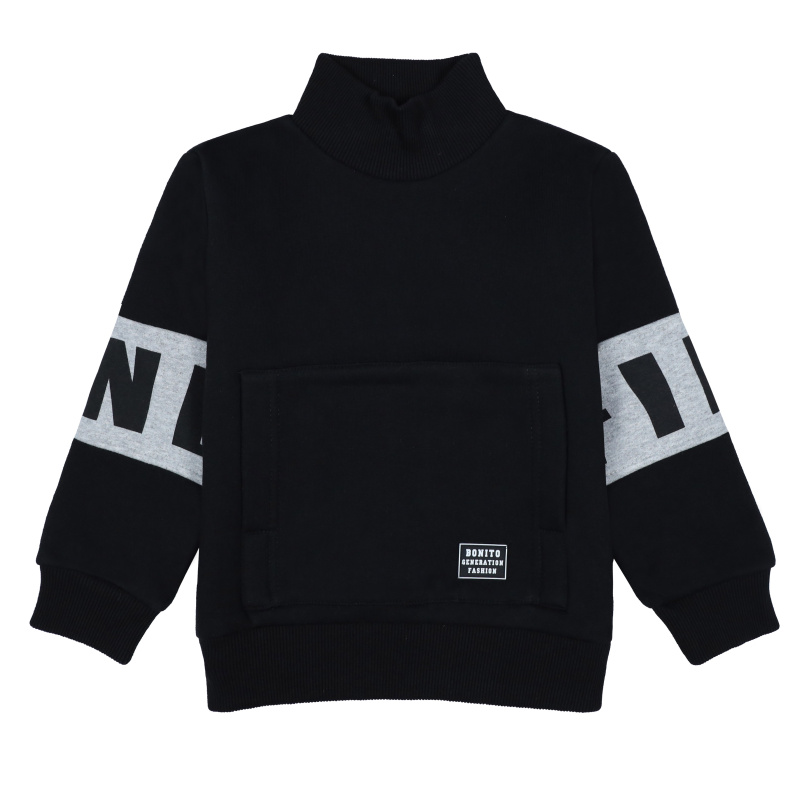 картинка ЧЗ Толстовка для мальчика 5-8 лет 100% хлопок BONITO KIDS/BK1515T(ЧЗ)/уп.4шт./меш.160шт. от BonitoKids