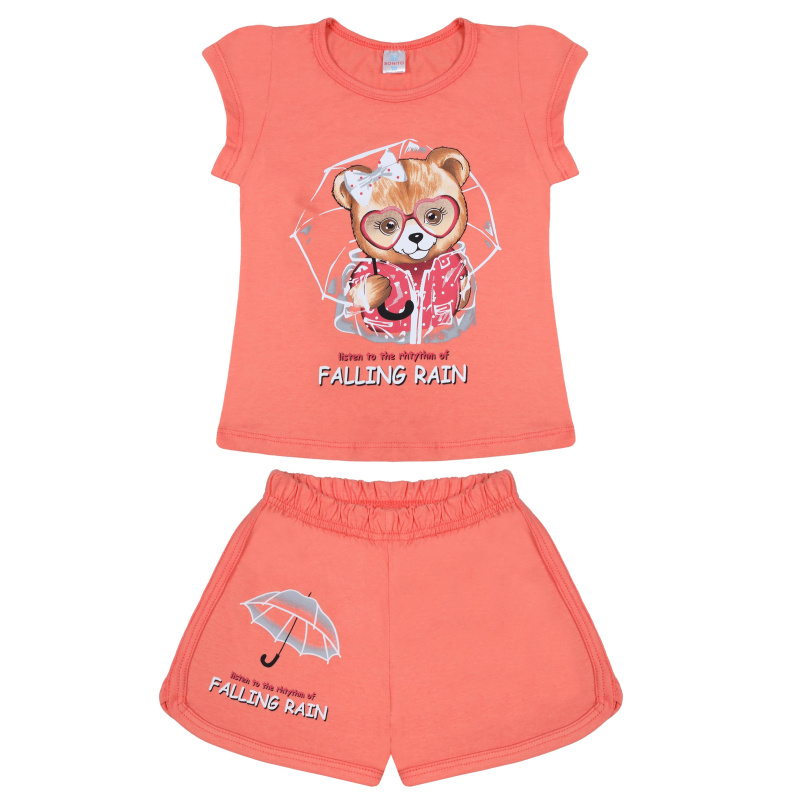 картинка БГ_ЧЗ Комплект для девочки (футболка и шорты) 4-8 лет 100% хлопок BONITO KIDS/BK0005FSHD01-24/уп.5шт./меш.400шт. от BonitoKids