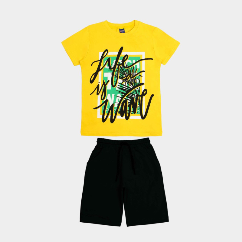 картинка ЧЗ Комплект для мальчика (футболка и шорты) 8-12 лет 95% хлопок, 5% эластан BONITO KIDS/OP1816(ЧЗ)/уп.5 шт./меш.180шт. от BonitoKids