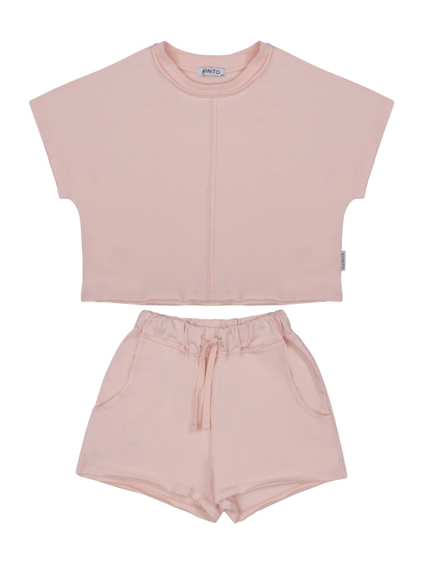 картинка БГ_ЧЗ Комплект для девочки (футболка и шорты) 7-11 лет 95% хлопок, 5% лайкра BONITO KIDS/SS6186KD(ЧЗ)/уп.5шт./меш.150шт. от BonitoKids