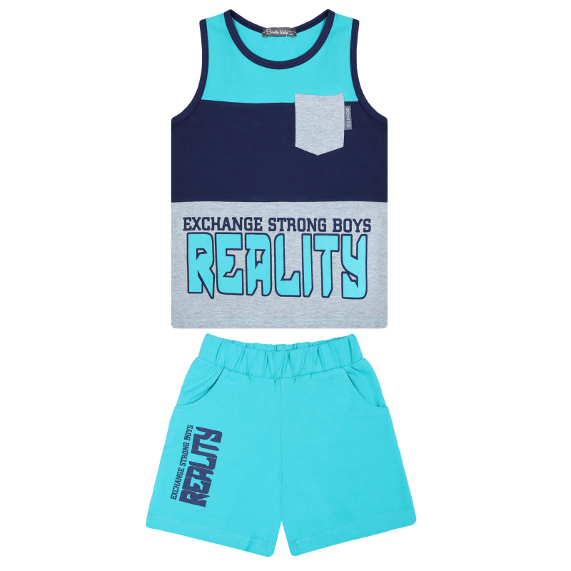 картинка ЧЗ Комплект для мальчика (майка и шорты) 3-7 лет 92% хлопок, 8% лайкра BONITO KIDS/BK1657KP(ЧЗ)/уп.5шт./меш.375шт. от BonitoKids
