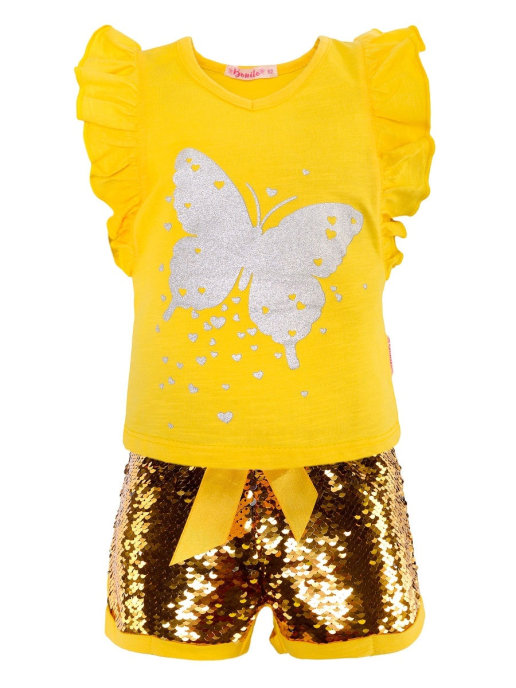 картинка ЧЗ Комплект для девочки (футболка и шорты) 2-5 лет 100% хлопок BONITO KIDS/BK1187KP(ЧЗ)/уп.4шт./меш.400шт. от BonitoKids