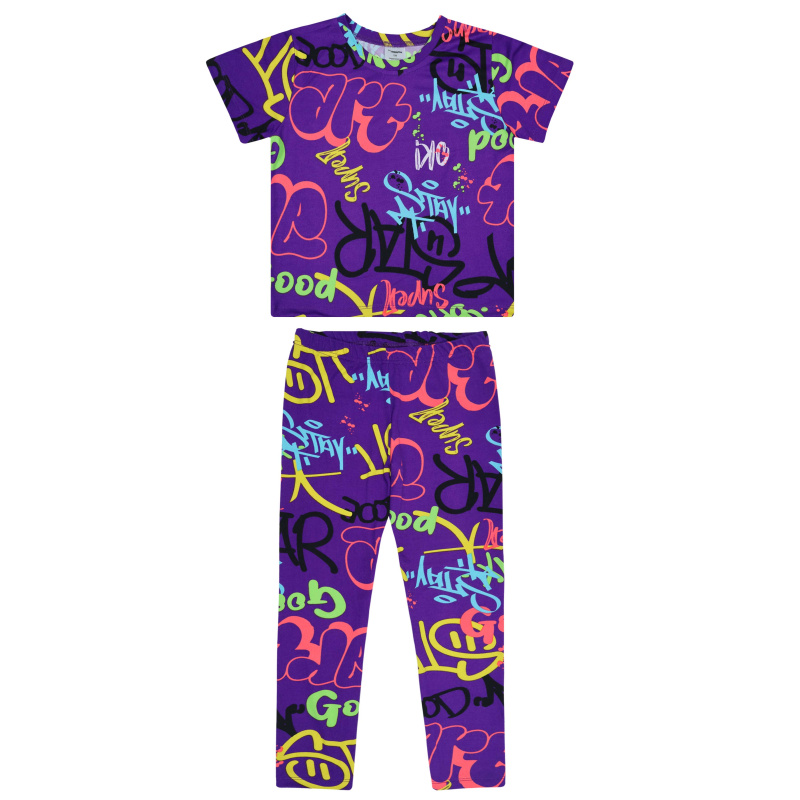 картинка БГ_ЧЗ Комплект для девочки (футболка и лосины) 8-12 лет 60% хлопок, 40% полиэстер BONITO KIDS/BK1724KP(04-24)(ЧЗ)/уп.5шт./меш.300шт. от BonitoKids
