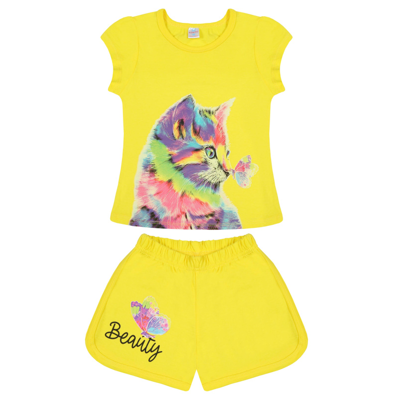 картинка БГ_ЧЗ Комплект для девочки (футболка и шорты) 4-8 лет 100% хлопок BONITO KIDS/BK0005FSHD01-24/уп.5шт./меш.400шт. от BonitoKids