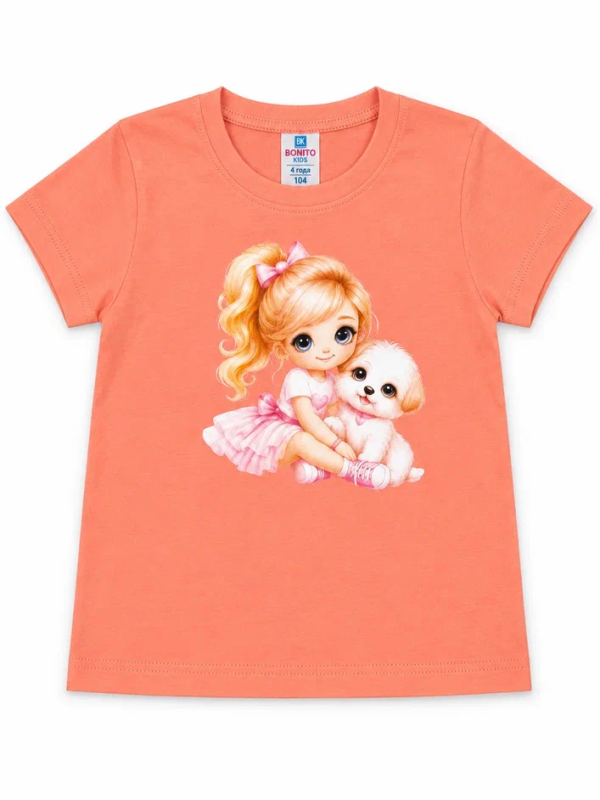картинка КГ Футболка для девочки, 1,5-4 лет, 100% хлопок, BONITO KIDS/BK0001D26/уп.4шт./меш.800шт. от BonitoKids