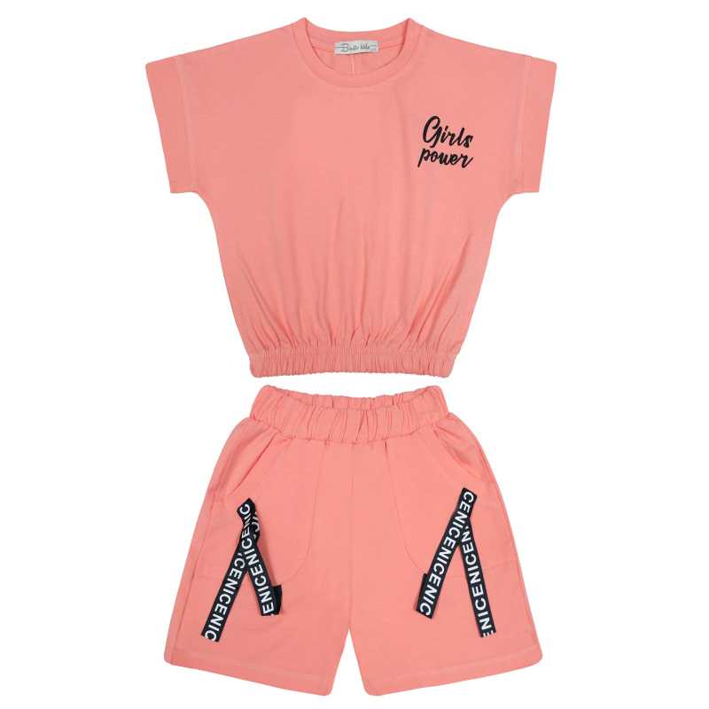 картинка БГ_ЧЗ Комплект для девочки (футболка и шорты) 5-8 лет 92% хлопок, 8% лайкра BONITO KIDS/BK1578P(ЧЗ)/уп.4шт./меш.300шт. от BonitoKids
