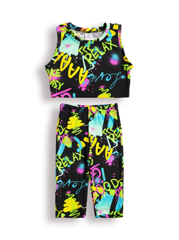 картинка БГ_ЧЗ Комплект для девочки (топ и бриджи) 8-12 лет, 100% п/э BONITO KIDS/BK1784KP(11-24)(ЧЗ)/уп.5шт./меш.500шт. от BonitoKids