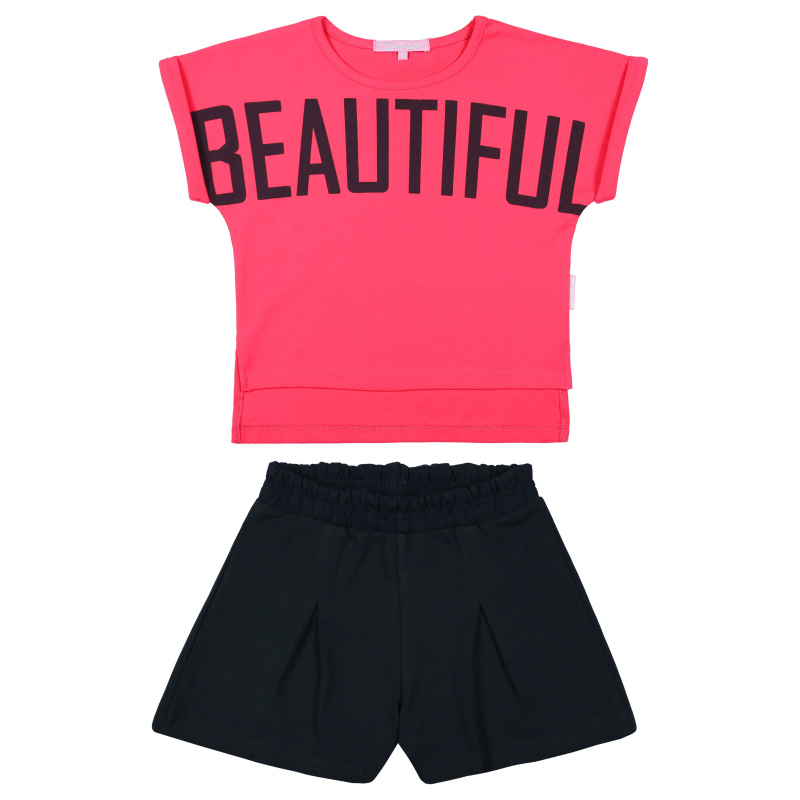 картинка ЧЗ Комплект для девочки (футболка и шорты) 5-8 лет 92% хлопок, 8% лайкра BONITO KIDS/BK1697FSH(ЧЗ)/уп.4шт./меш.300шт. от BonitoKids