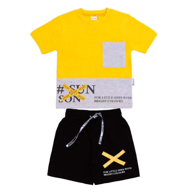 картинка БГ_ЧЗ Комплект для мальчика (футболка и шорты) 1-4 лет 95% хлопок, 5% эластан BONITO KIDS/OP1444(ЧЗ)/уп.4 шт./меш.320шт. от BonitoKids