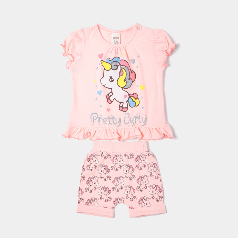 картинка ЧЗ Комплект для девочки (футболка и шорты) 68-86 BONITO KIDS/OP1823(01-24)/уп.4шт./меш 424шт. от BonitoKids