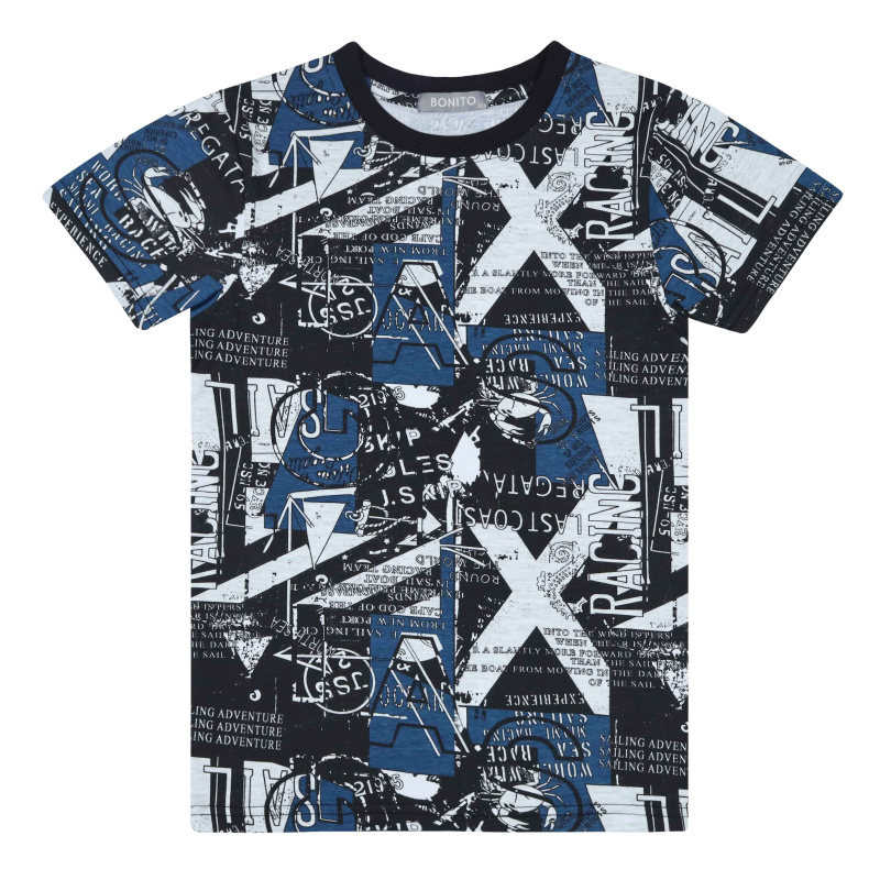 картинка БГ_ЧЗ Футболка для мальчика 8-12 лет 92% хлопок, 8% лайкра BONITO KIDS/BK1622F(ЧЗ)/уп.5шт./меш.500шт. от BonitoKids