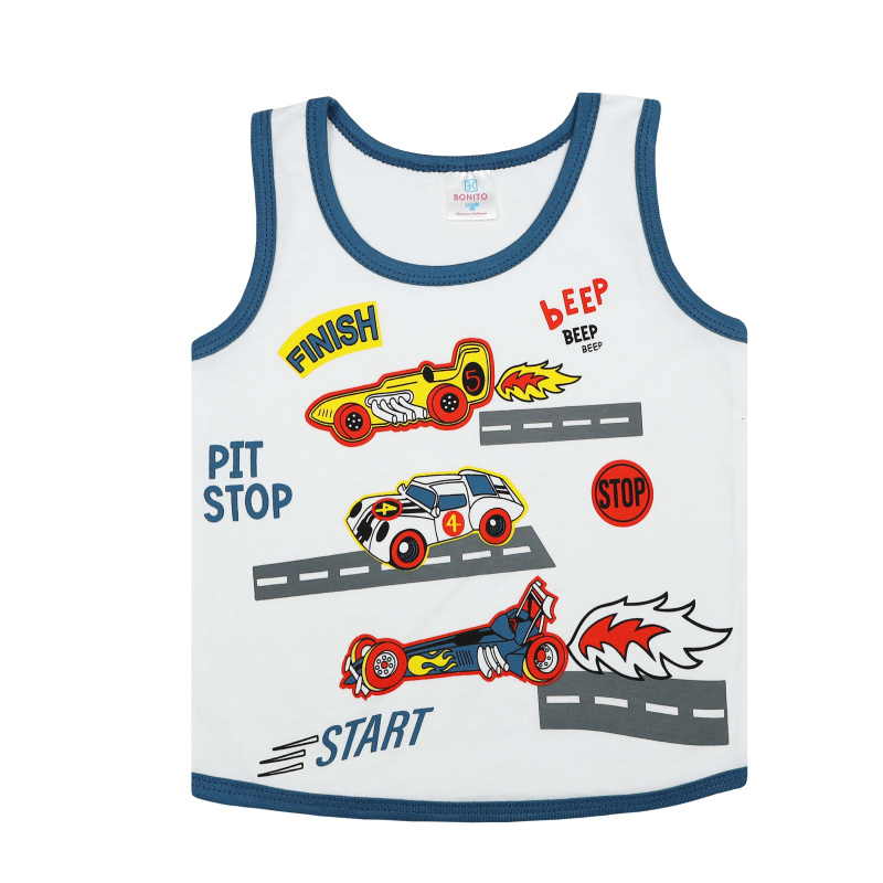 картинка БГ_ЧЗ Майка для мальчика 1,5-4 лет 100% хлопок BONITO KIDS /BK0028M(2024)(ЧЗ)/уп.4шт./меш.1000шт. от BonitoKids