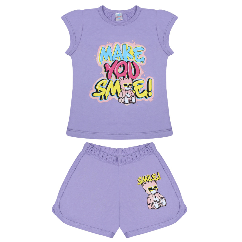 картинка БГ_ЧЗ Комплект для девочки (футболка и шорты) 4-8 лет 100% хлопок BONITO KIDS/BK0005FSHD01-24/уп.5шт./меш.400шт. от BonitoKids