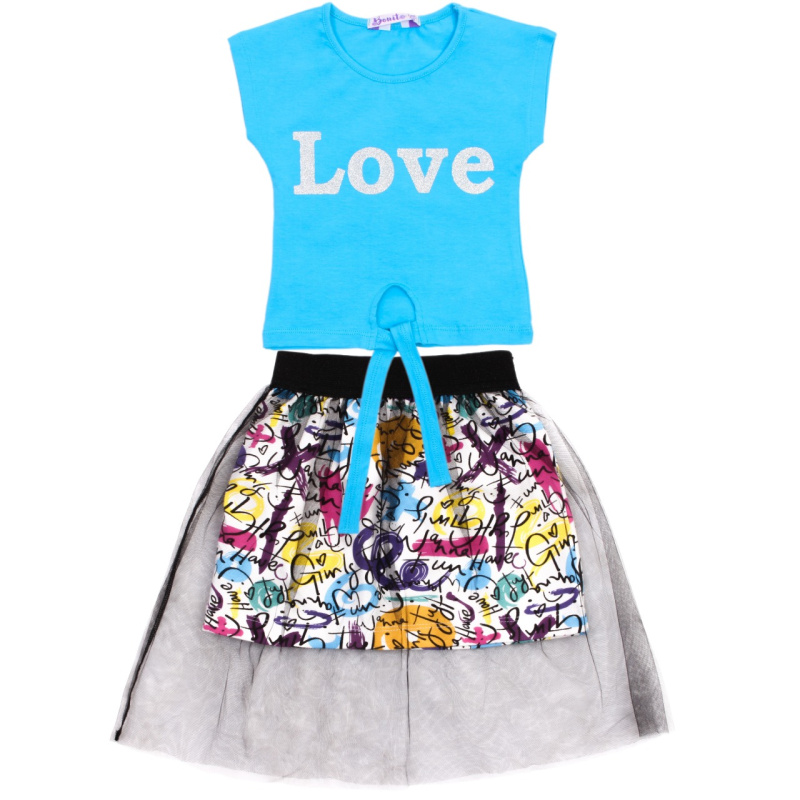 картинка БГ Комплект для девочки (футболка и юбка) 2-6 лет 95% хлопок, 5% эластан BONITO KIDS/OP1395/уп.5шт./меш.275шт. от BonitoKids