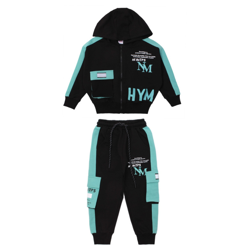 картинка ЧЗ Комплект для мальчика (толстовка, трико), 3-7 лет, 65% хлопок, 27% полиэстер, 8% эластан, BONITO KIDS/OP1222(ЧЗ)/уп.5 шт./меш.80шт. от BonitoKids