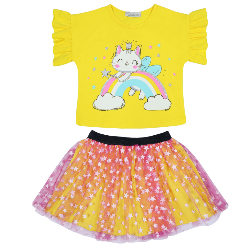 картинка КГ_БГ Комплект для девочки (футболка и юбка) 3-7 лет 92% хлопок, 8 % лайкра BONITO KIDS/BK5203KP/уп.5шт./меш. 300шт. от BonitoKids