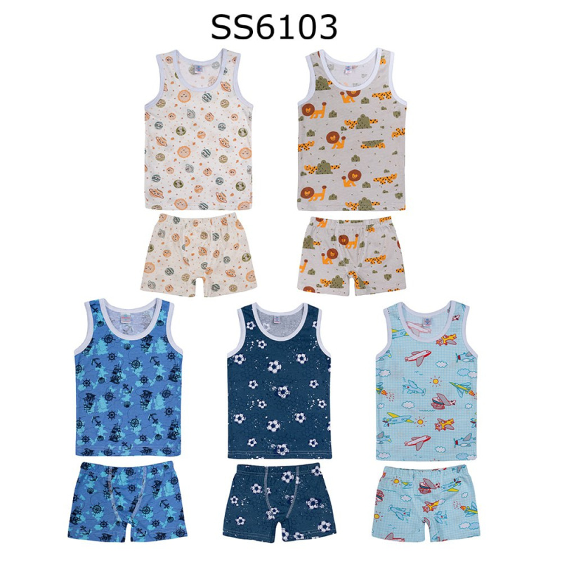 картинка БГ_ЧЗ Комплект для мальчика (майка и трусы) 2-6 лет 100% хлопок BONITO KIDS/SS6103(08-25)(ЧЗ)/уп.10шт./меш.800шт. от BonitoKids