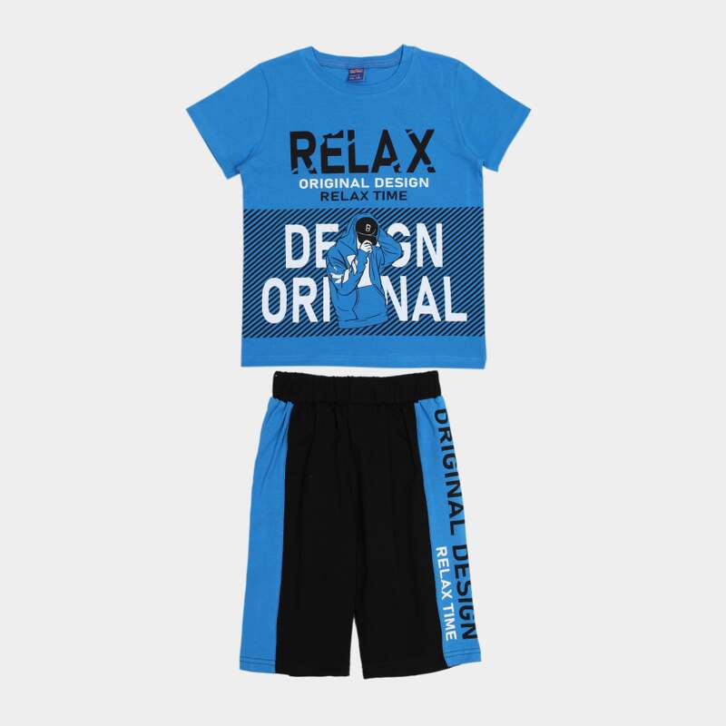 картинка ЧЗ Комплект для мальчика (футболка и шорты) 8-12 лет 100% хлопок BONITO KIDS/OP1819(ЧЗ)/уп.5шт./меш.200шт. от BonitoKids