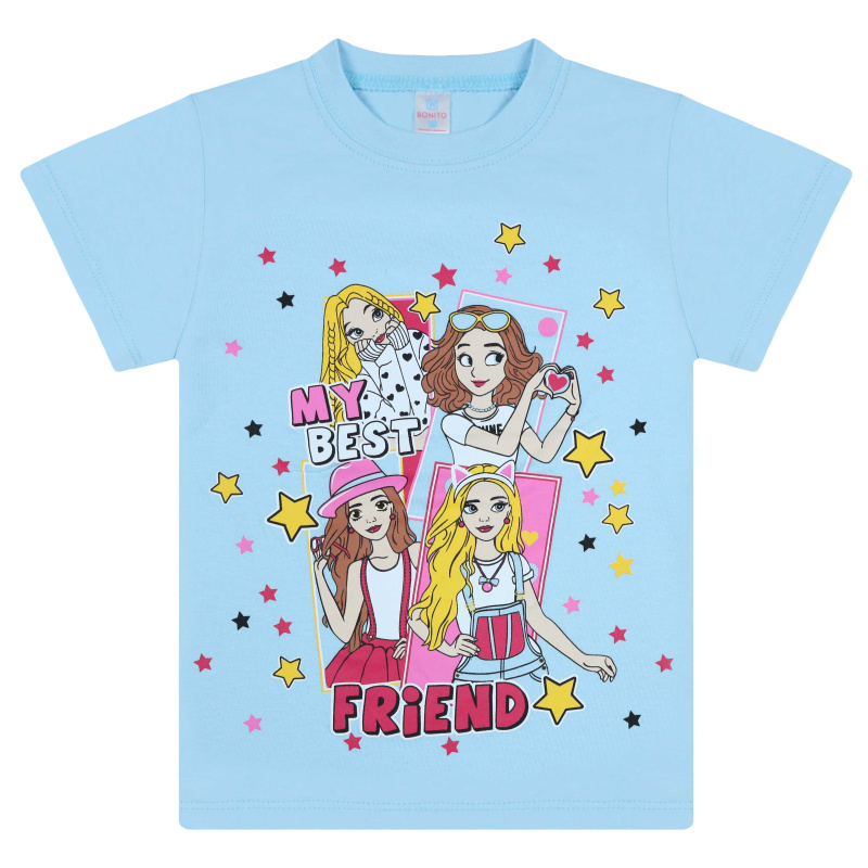 картинка БГ_ЧЗ Футболка для девочки, 4-8 лет, 100% хлопок, BONITO KIDS/BK0002D(03-24)(ЧЗ)/уп.5шт./меш.700шт. от BonitoKids