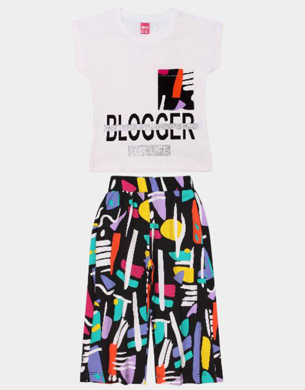 картинка КГ_ОТ Комплект для девочки (футболка и бриджи) 8-12 лет 95% хлопок, 5% эластан BONITO KIDS /OP1828микс/уп.5шт./меш.175шт. от BonitoKids