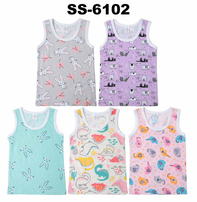 картинка БГ_ЧЗ Майка для девочки 2-6 лет 100% хлопок BONITO KIDS/SS6102(ЧЗ)(09-24)/уп.10шт./меш.1800шт. от BonitoKids