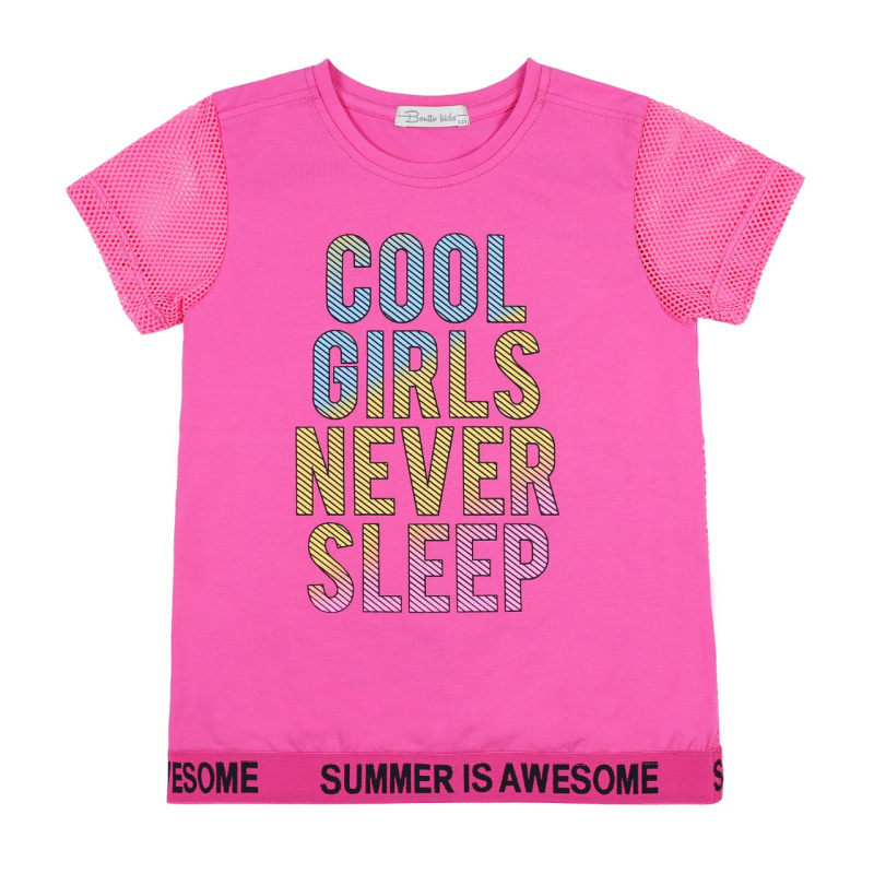 картинка ЧЗ Футболка для девочки 5-8 лет 92% хлопок, 8% лайкра BONITO KIDS/BK1428F(ЧЗ)/уп.4шт./меш.384шт. от BonitoKids