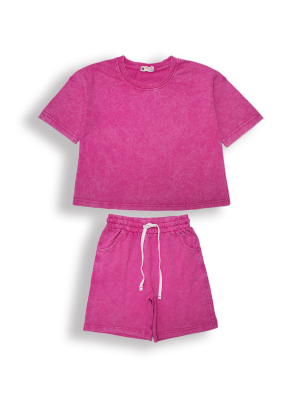 картинка ЧЗ Комплект для девочки (футболка и шорты) 8-12 лет 100% хлопок BONITO KIDS/OP1949(150шт)(ЧЗ)/уп.5шт./меш.150шт. от BonitoKids