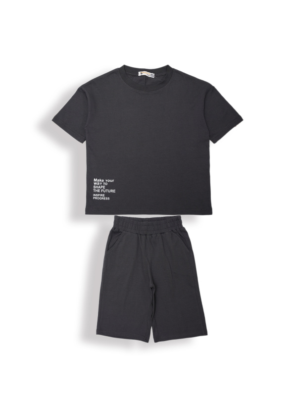 картинка ЧЗ Комплект для мальчика (футболка и шорты) 8-12 лет 100% хлопок BONITO KIDS/OP1962(ЧЗ)/уп.5шт./меш.270шт. от BonitoKids