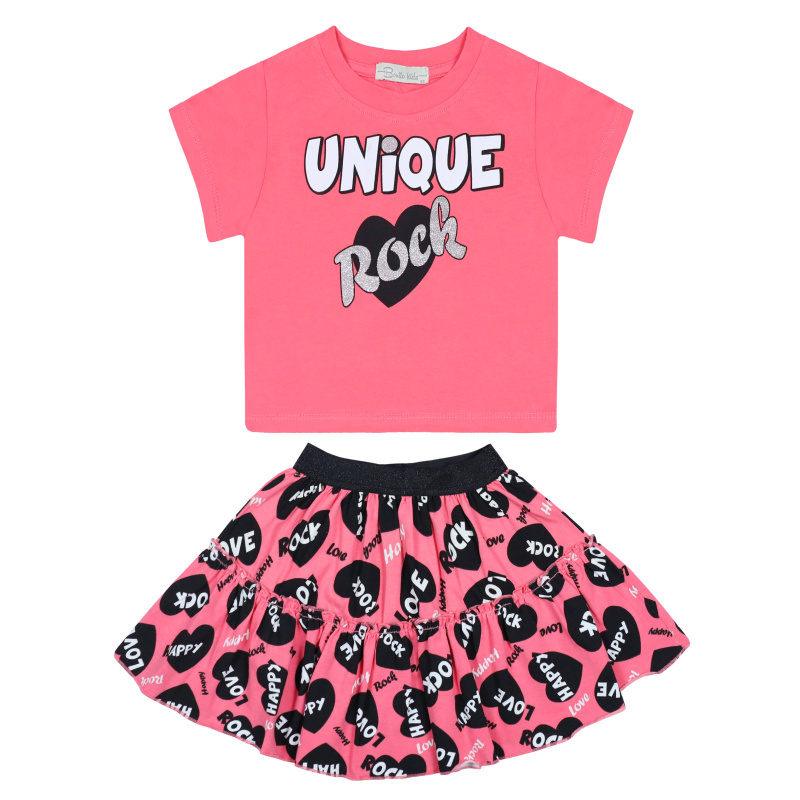 картинка КГ Комплект для девочки (футболка и юбка) 3-7 лет 92% хлопок, 8% лайкра BONITO KIDS/BK1598KP/уп.5шт./меш. 300шт. от BonitoKids