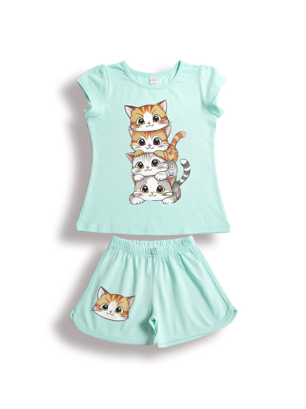 картинка БГ_ЧЗ Комплект для девочки (футболка и шорты) 5-8 лет 100% хлопок BONITO KIDS/BK0005D(12-24)(ЧЗ)/уп.4шт./меш.400шт. от BonitoKids