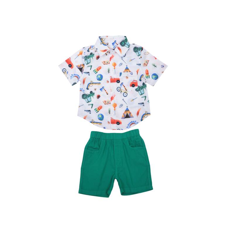 картинка ЧЗ Комплект для мальчика (рубашка и шорты) 2-6 лет 100% хлопок BONITO KIDS/OP1665(ЧЗ)/уп.5шт./меш.360шт. от BonitoKids