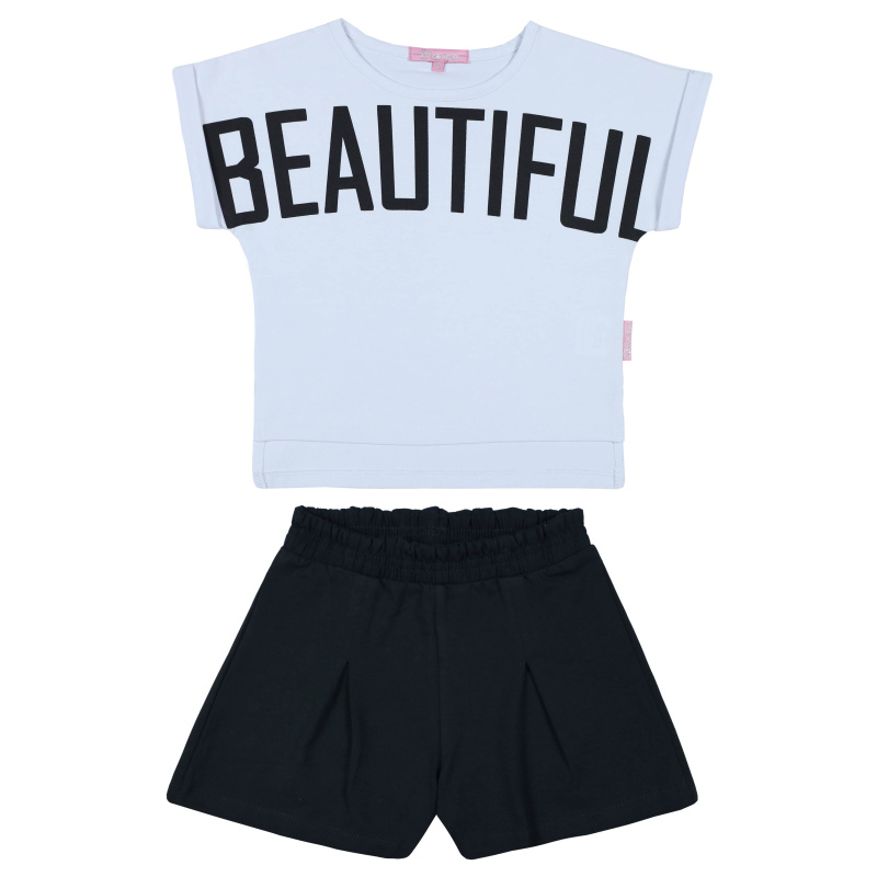 картинка ЧЗ Комплект для девочки (футболка и шорты) 5-8 лет 92% хлопок, 8% лайкра BONITO KIDS/BK1697FSH(ЧЗ)/уп.4шт./меш.300шт. от BonitoKids