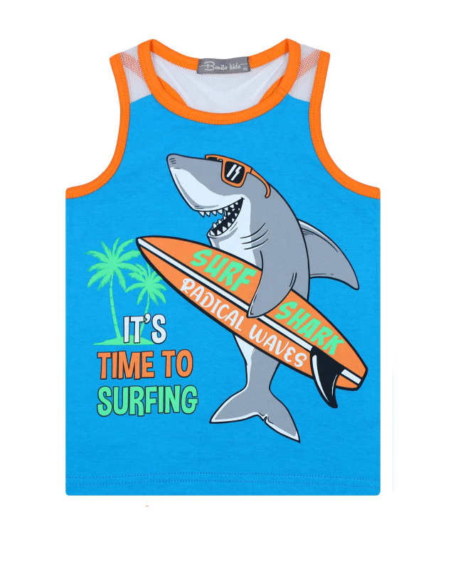 картинка Майка для мальчика 3-7 лет 100% хлопок BONITO-KIDS/BK1423MB/уп.5шт./меш.1200шт от BonitoKids