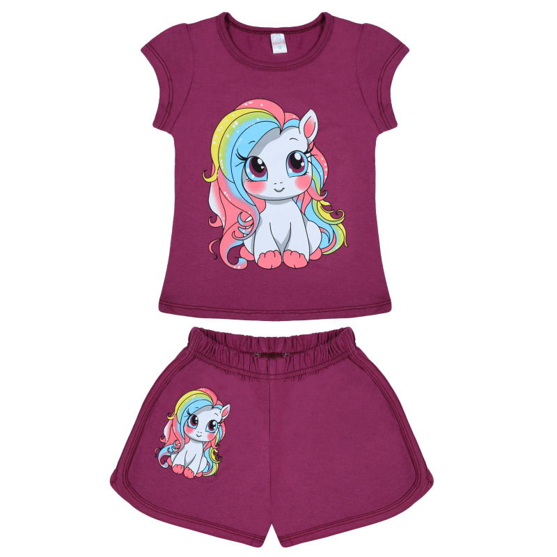 картинка БГ_ЧЗ Комплект для девочки (футболка и шорты) 4-8 лет 100% хлопок BONITO KIDS/BK0005FSHD01-24/уп.5шт./меш.400шт. от BonitoKids