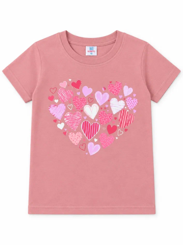 картинка КГ Футболка для девочки 5-8 лет 100% хлопок BONITO KIDS/BK0002D26/уп.4шт./меш.700шт. от BonitoKids