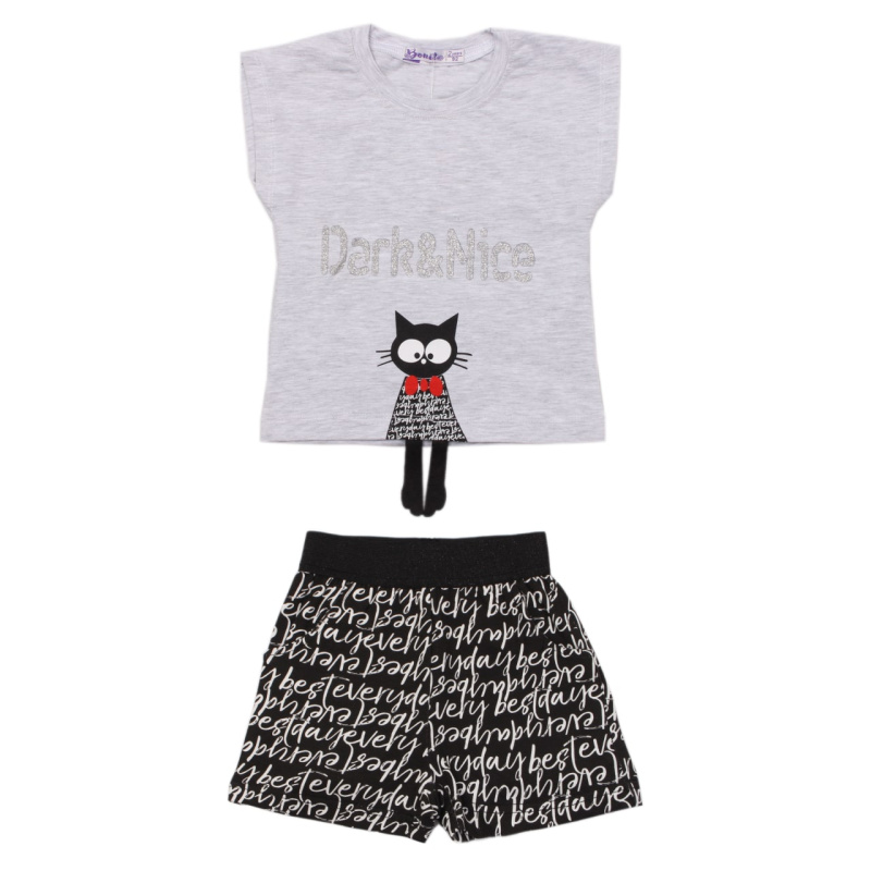 картинка ЧЗ Комплект для девочки (футболка и шорты) 2-6 лет 95% хлопок, 5% эластан BONITO KIDS/OP1454(ЧЗ)/уп.5шт./меш.350шт. от BonitoKids