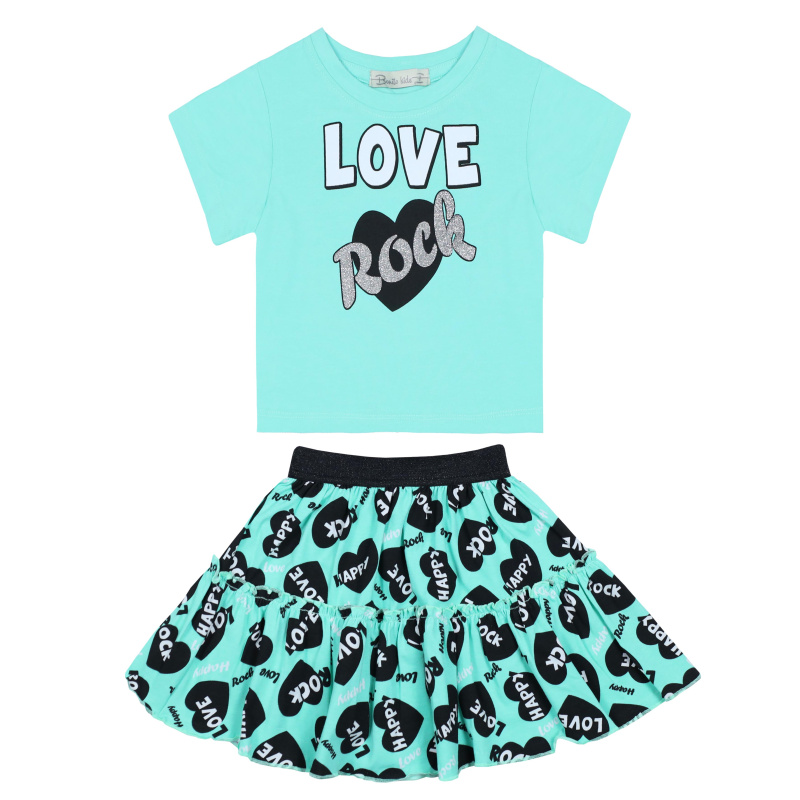 картинка КГ Комплект для девочки (футболка и юбка) 3-7 лет 92% хлопок, 8% лайкра BONITO KIDS/BK1598KP/уп.5шт./меш. 300шт. от BonitoKids