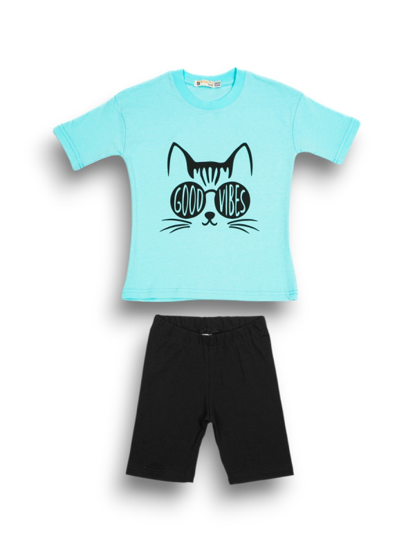 картинка ЧЗ Комплект для девочки (футболка и велосипедки) 5-8 лет 95% хлопок, 5% эластан BONITO KIDS/OP1963/уп.4шт./меш.400шт. от BonitoKids