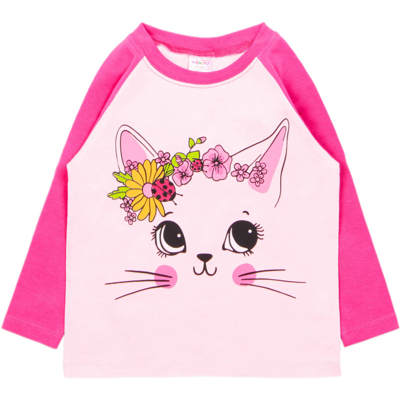 картинка Футболка с длинным рукавом для девочек 1,5-4 лет, 95% хл. 5% эл., BONITO KIDS/OP1712/уп.4шт./меш.532шт. от BonitoKids