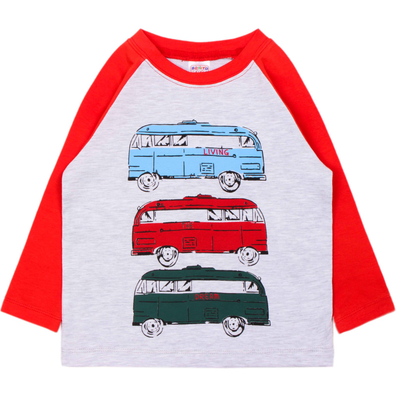 картинка ЧЗ Футболка с длинным рукавом для мальчика 1,5-4 лет, 95% хл. 5% эл., BONITO KIDS/OP1711(ЧЗ)/уп.4шт./меш.508шт. от BonitoKids