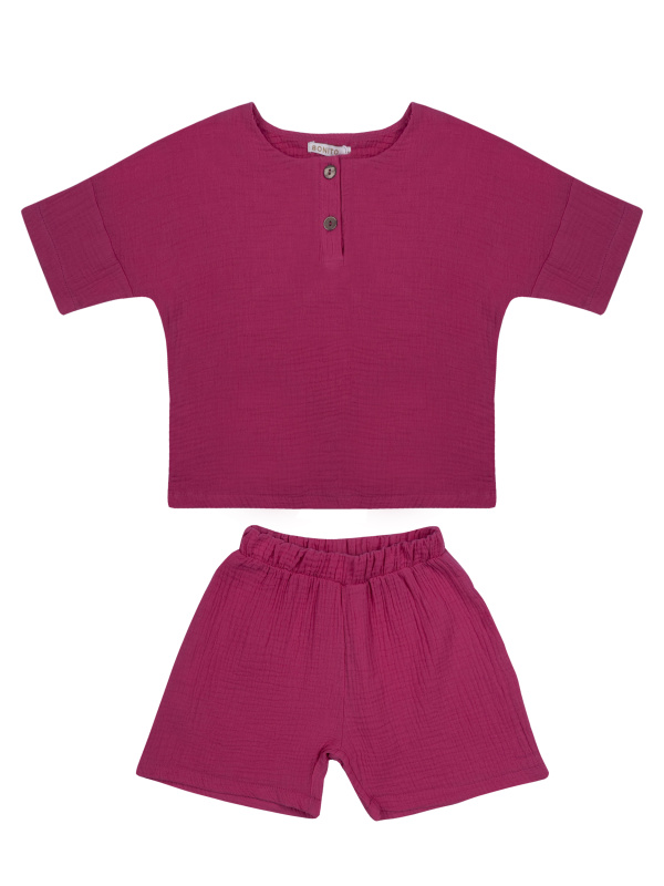 картинка ЧЗ Комплект для девочки (футболка и шорты) 6-9 лет 100% хлопок BONITO KIDS/OP1936(02-26)(ЧЗ)/уп.4шт./меш.204шт. от BonitoKids