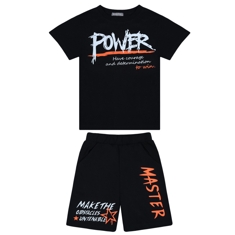 картинка БГ_ЧЗ Комплект для мальчика (футболка и шорты) 8-12 лет 100% хлопок BONITO KIDS/BK1630KP(07-24)(ЧЗ)/уп.5шт./меш.250шт. от BonitoKids