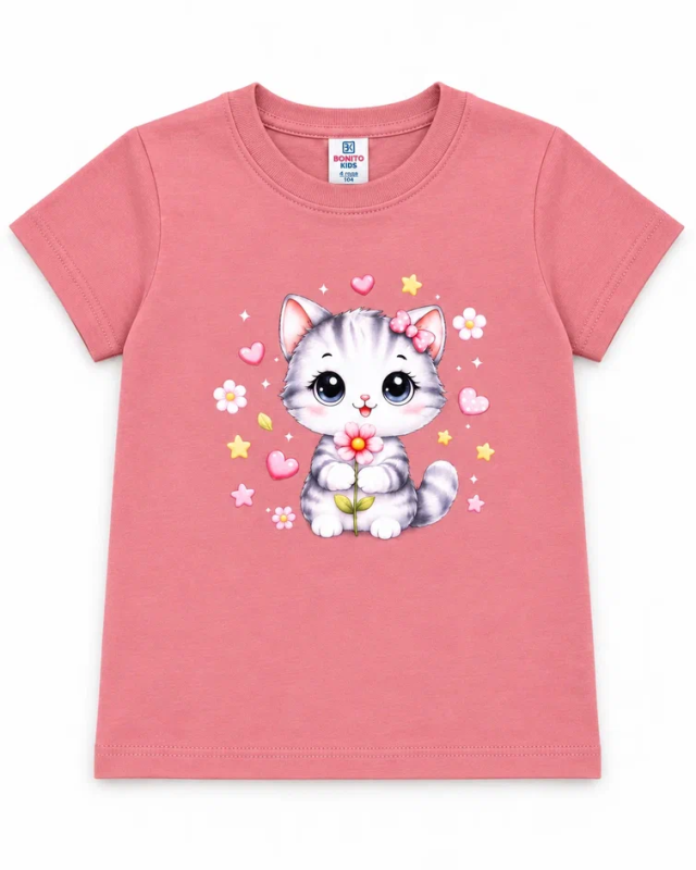 картинка КГ Футболка для девочки, 1,5-4 лет, 100% хлопок, BONITO KIDS/BK0001D26/уп.4шт./меш.800шт. от BonitoKids