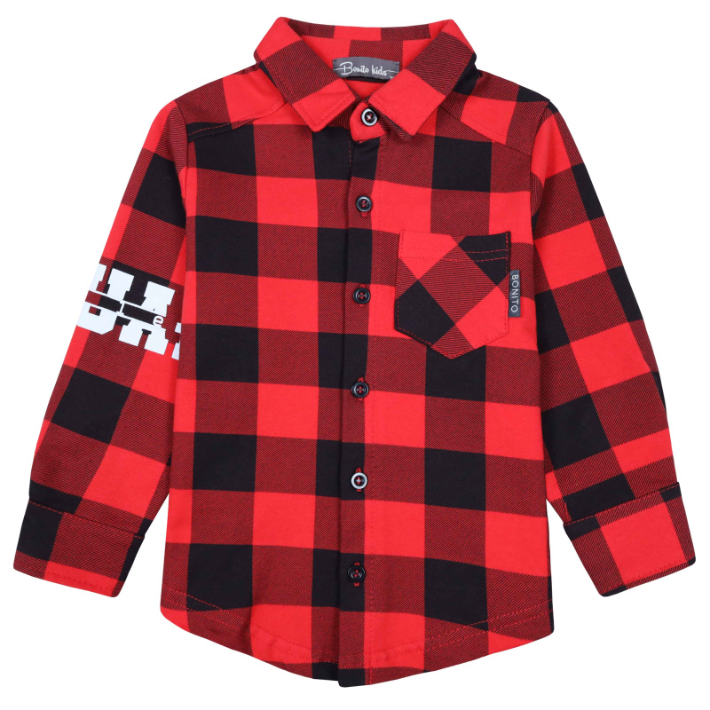 картинка КГ_БГ Рубашка для мальчика 3-7 лет 100% хлопок BONITO KIDS/BK1732R(09-23)/уп.5шт./меш.240шт. от BonitoKids