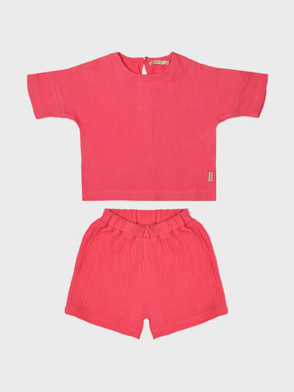 картинка ЧЗ Комплект для девочки (кофта и шорты) 2-5 лет 100% хлопок BONITO KIDS/OP1935(ЧЗ)/уп.4шт./меш. 300 шт. от BonitoKids